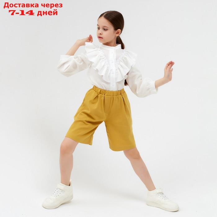 Шорты-бермуды для девочки MINAKU: Cotton collection цвет горчичный, рост 110 - фото 3 - id-p158846866
