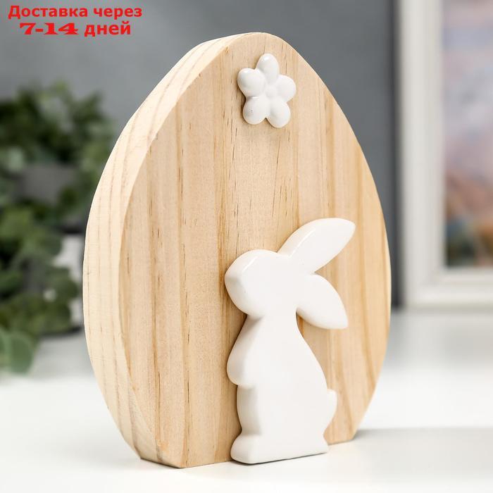 Сувенир керамика, дерево "Белый кролик с цветочком" 15х3,6х12,6 см - фото 2 - id-p177342400