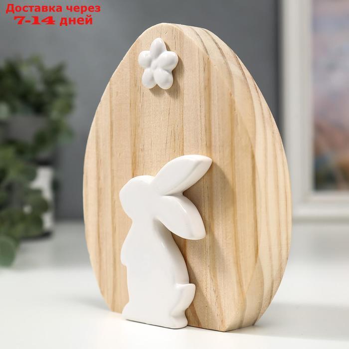 Сувенир керамика, дерево "Белый кролик с цветочком" 15х3,6х12,6 см - фото 3 - id-p177342400