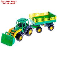 Трактор с прицепом №2 и ковшом "Мастер", цвета МИКС