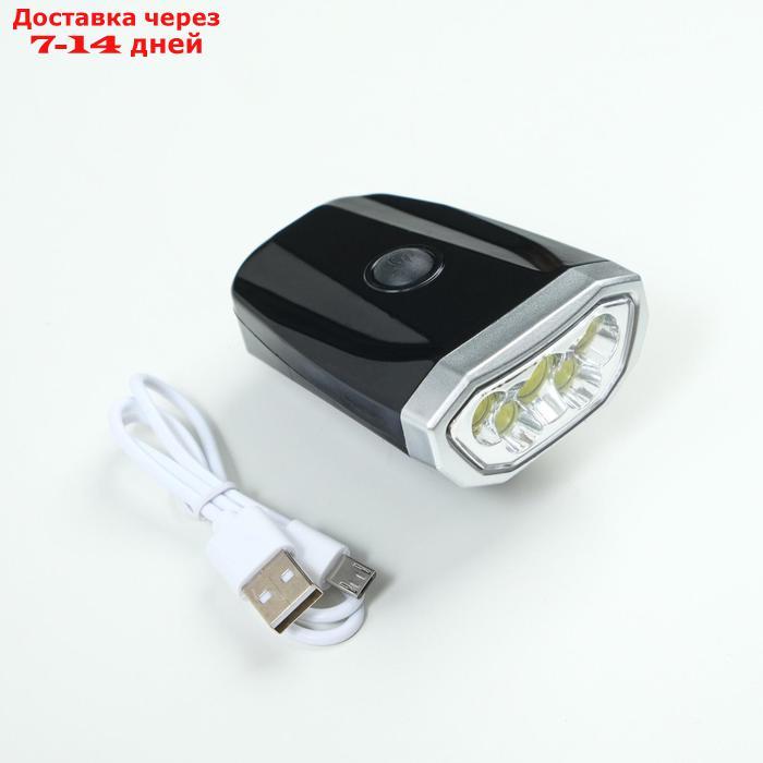 Фонарь велосипедный аккумуляторный 1 Вт, 600 мАч, 1+5 led, зарядка USB, 4 режима - фото 3 - id-p162307234