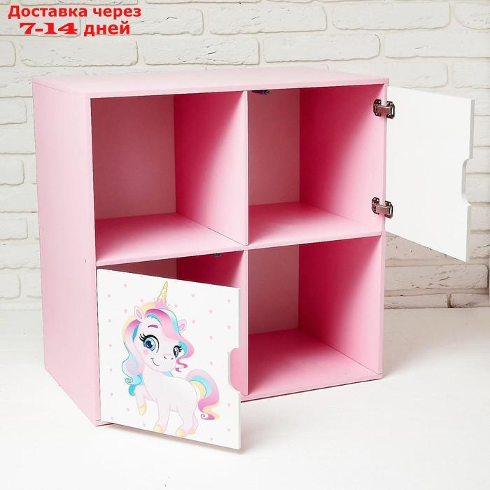 Стеллаж с дверцами "Пони", 60 × 60 см, цвет розовый - фото 2 - id-p156256716
