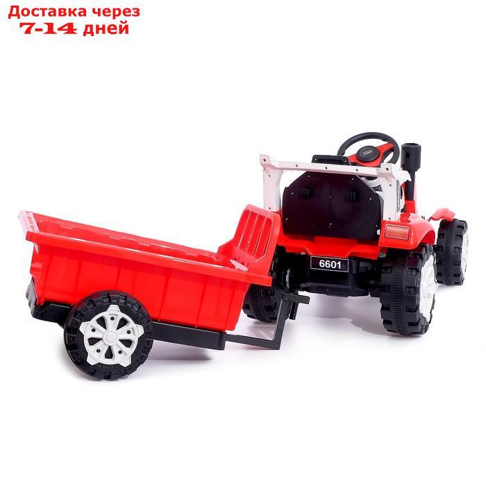 Электромобиль "Трактор", с прицепом, 2 мотора, цвет красный - фото 6 - id-p156259082