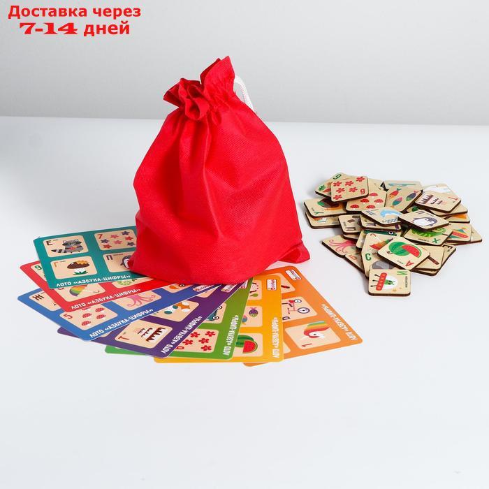 Лото "Азбука" 7 карточек, 42 фишки, мешочек - фото 1 - id-p167938296