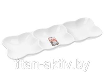 Блюдо 3-х секционное керамическое, 29.5х10х2.5 см, серия ASIAN, белое, PERFECTO LINEA