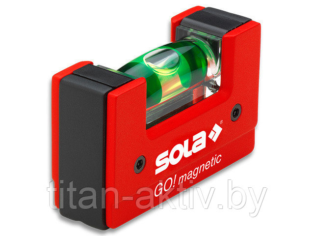 Уровень 68 мм 1 глазок пластм. GO! magnetik (SOLA) Магнитный (Карманный магнитный уровень без держа