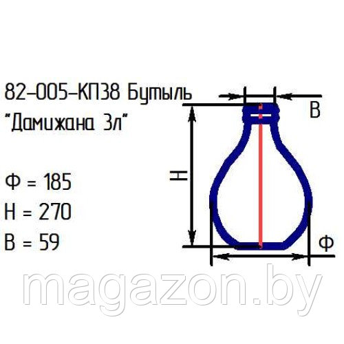 Бутыль 82-005-КП38 "Дамижана" 3л с пробкой - фото 2 - id-p186633334