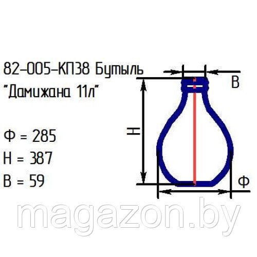 Бутыль 82-005-КП38 "Дамижана" 11л с пробкой - фото 2 - id-p186634119