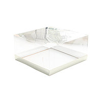 Коробка под торт белая с прозрачным куполом (Россия, 225х225х110) 025200