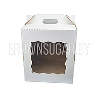 Коробка - чемодан для торта с окном Белая (Беларусь, 280х280х300 мм)