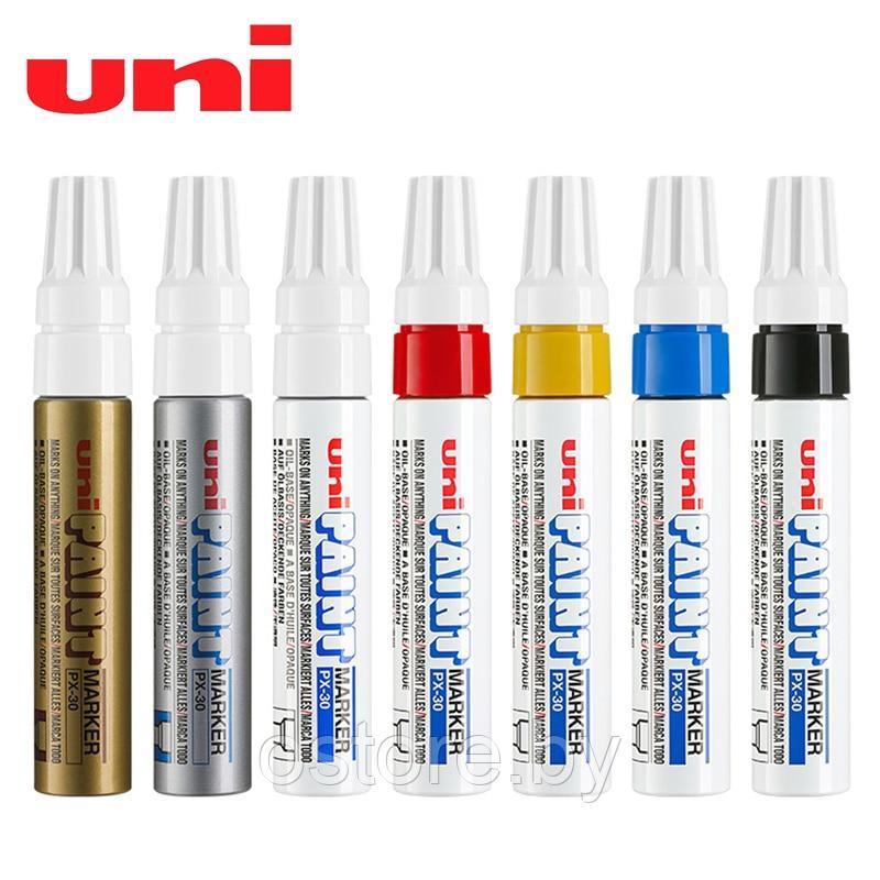 Перманентный маркер Uni Paint PX-30 4-8,5мм. Клиновидное перо. Синий unipaint px 30 blue - фото 3 - id-p186702947