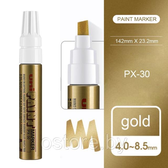 Перманентный маркер Uni Paint PX-30 4-8,5мм. Клиновидное перо. Золотой unipaint px 30 gold