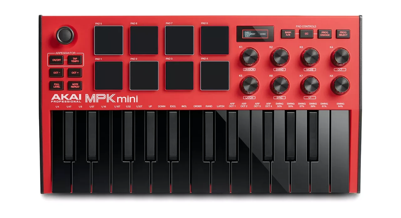 MIDI-клавиатура Akai Pro MPK Mini Red MK3 - фото 1 - id-p186721210