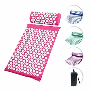 Набор для акупунктурного массажа 2 в 1 в чехле: акупунктурный коврик + акупунктурная подушка ( розовый), фото 2