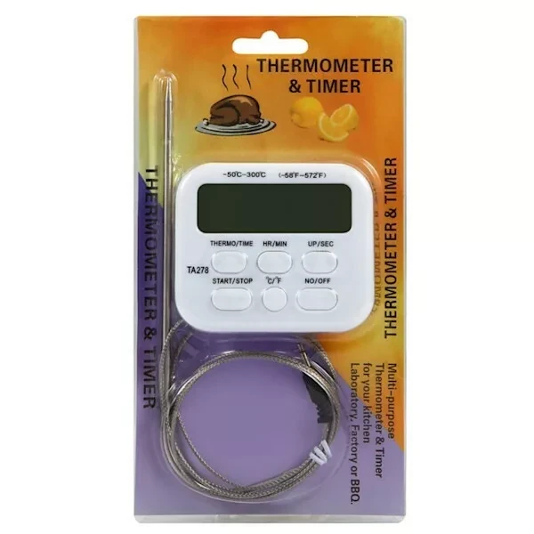 Кухонный цифровой термометр со щупом + кулинарный таймер Kitchen TA-278 - фото 1 - id-p166565597