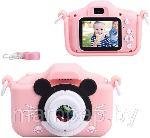 Детский цифровой фотоаппарат Микки Маус (розовый) с селфи-камерой и играми - фото 2 - id-p186734428