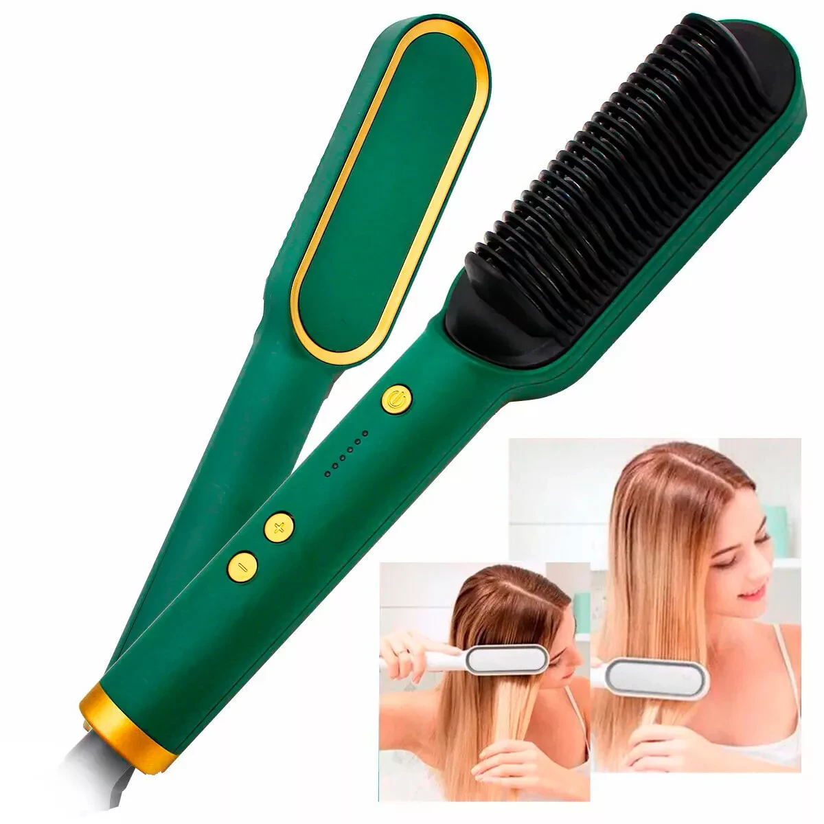 Электрическая расчёска-выпрямитель для волос Straight Comb (Зелёный) - фото 2 - id-p168492540