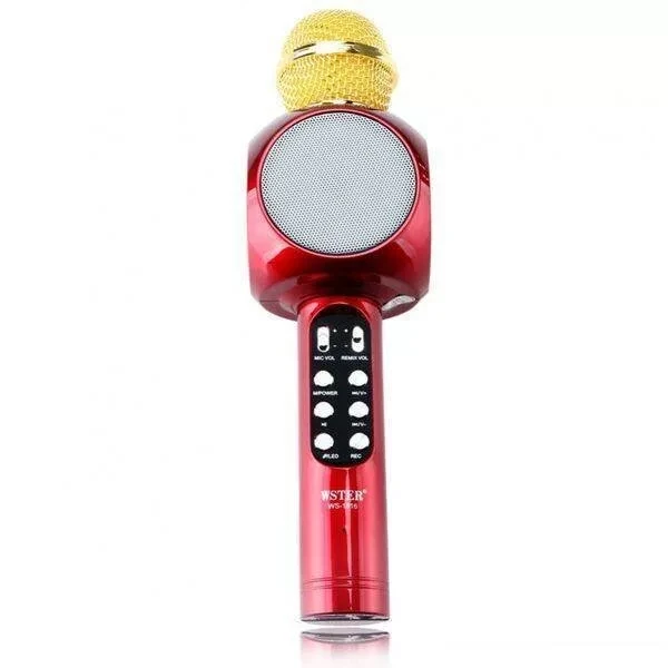 Беспроводной оригинальный караоке-микрофон с колонкой WSTER WS-1816 Red (красный) - фото 3 - id-p143514677