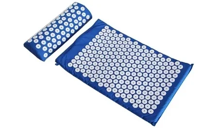 Набор для акупунктурного массажа 2 в 1 в чехле: акупунктурный коврик + акупунктурная подушка (синий), фото 2