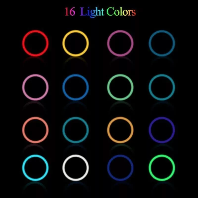 Уценка Кольцевая светодиодная цветная лампа / YQ 350 RGB / диаметр 36 см - фото 5 - id-p186730108
