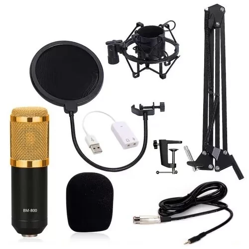 Студийный микрофон для домашней звукозаписи, караоке, стриминга и блогинга BM-800 в комплекте с микшерным - фото 2 - id-p164156657