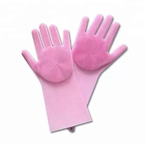 Многофункциональные силиконовые перчатки Magic Brush (серый) - фото 6 - id-p129687318