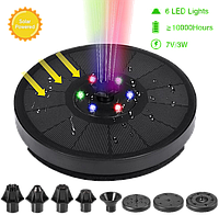 Фонтан на солнечной батарее, цветной садовый декор, 6 фонарей, влагозащита IP68