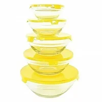 Набор стеклянных мисок с крышками Cooking Bowl 5 шт Yellow