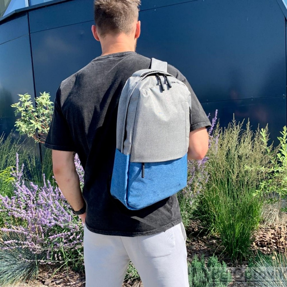 Городской рюкзак Urban с USB и отделением для ноутбука до 15.75 Серый с синим - фото 4 - id-p182129829