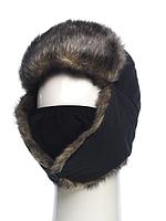 Шапка ушанка зимняя HUNTSMAN Евро Волк с маской цвет Черный ткань Taslan