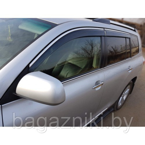 Ветровики клеящиеся Headway Mitsubishi Outlander 2012-2015 с хромированным молдингом - фото 3 - id-p186873075