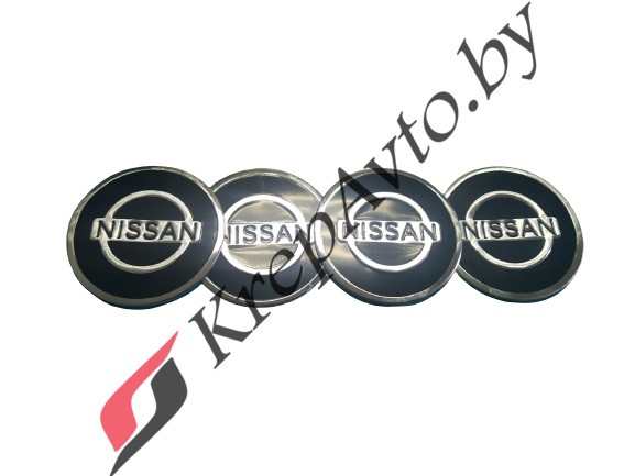 Наклейки на колпачок литого диска металлизированные Nissan 60мм (4шт) - фото 1 - id-p186873668