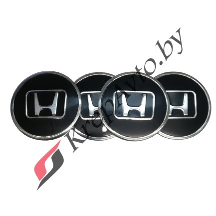 Наклейки на колпачок литого диска металлизированные Honda 60мм (4шт) - фото 1 - id-p186873673