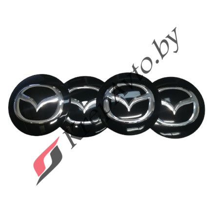 Наклейки на колпачок литого диска металлизированные Mazda 56мм (4шт) - фото 1 - id-p186873688