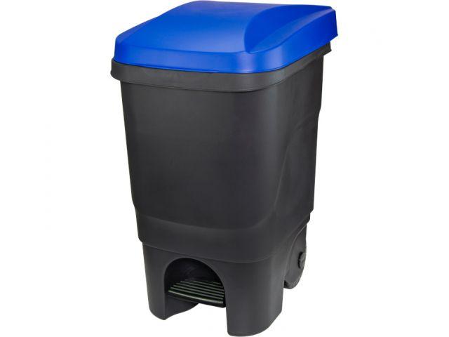Контейнер для мусора 60л с педалью (синяя крышка) (IDEA) - фото 1 - id-p183142691
