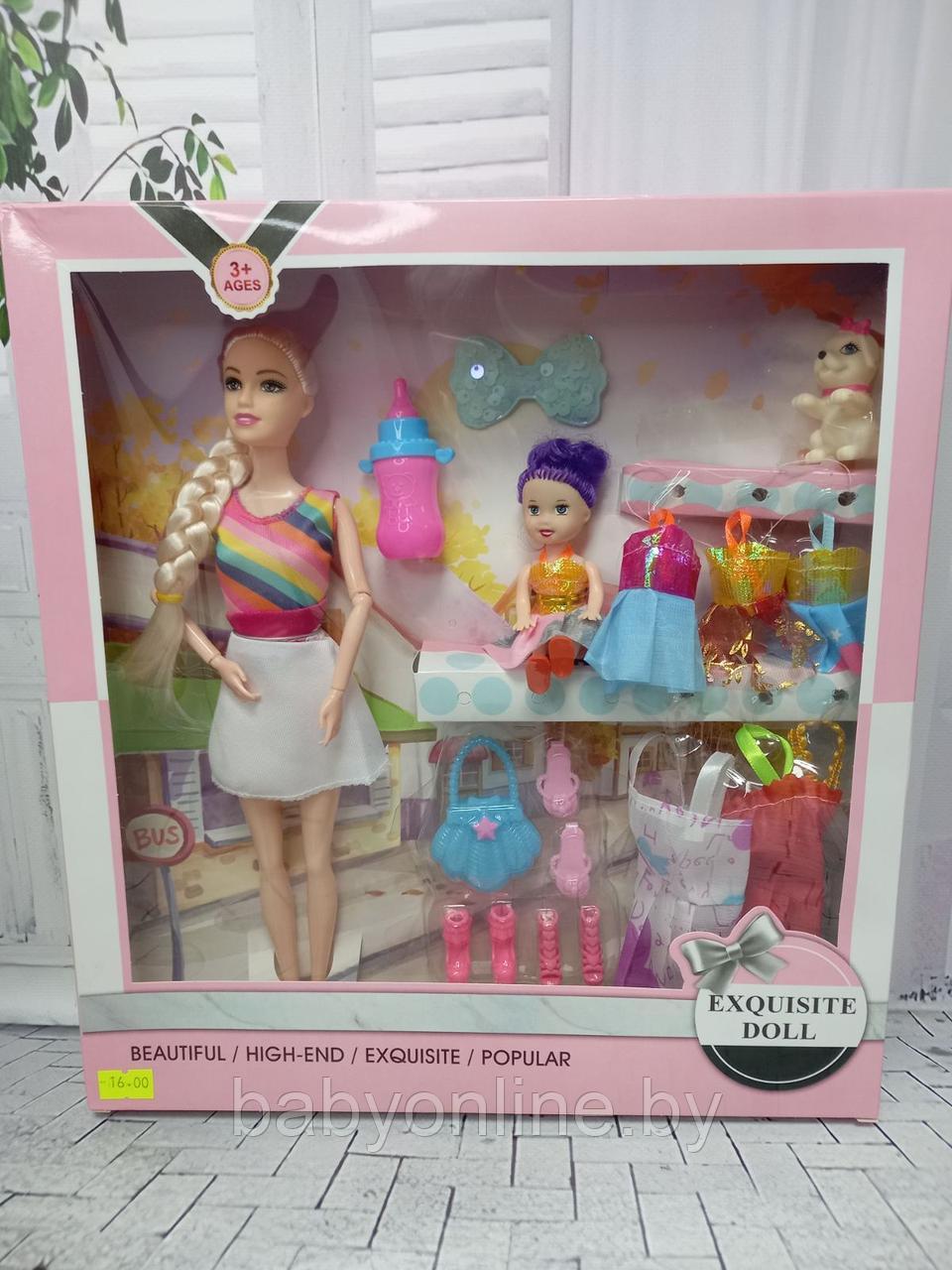 Набор кукла Барби с одеждой, ребенком, собакой и аксессуарами арт 713C