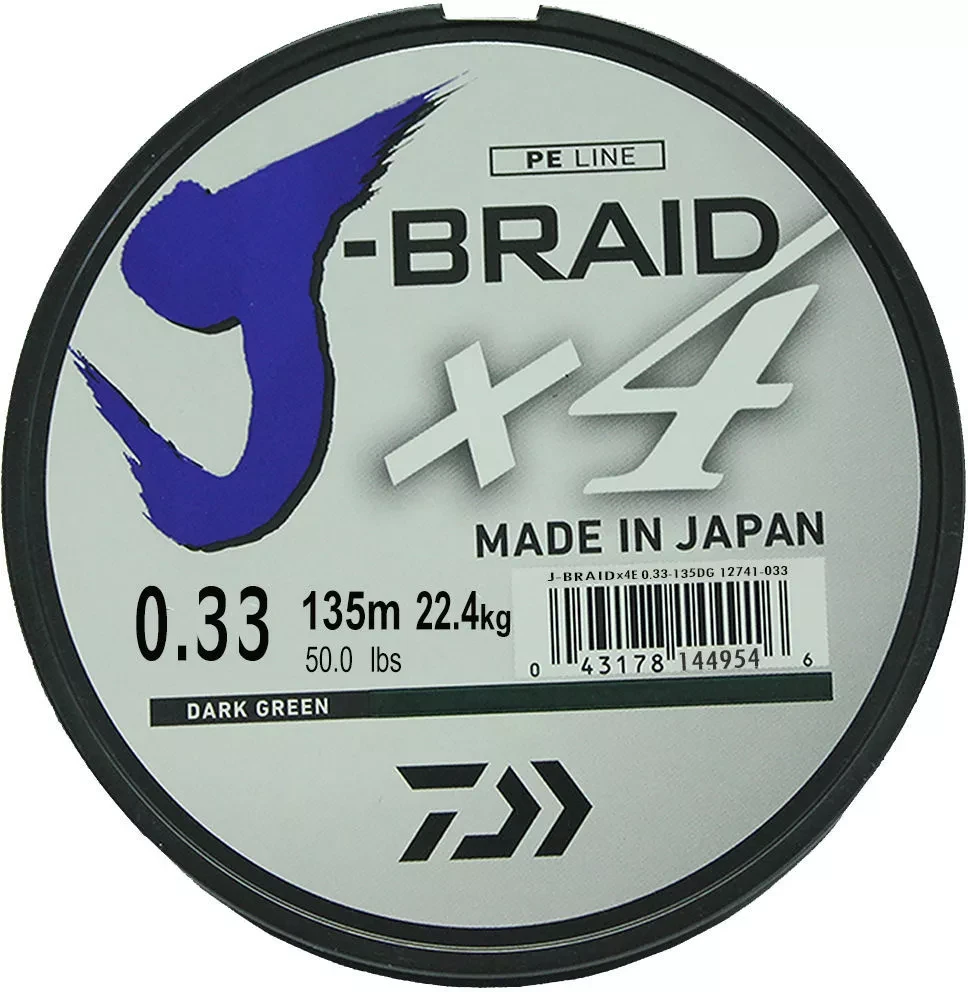 Леска плетеная DAIWA "J-Braid X4" 0,33мм 135 (зеленая) - фото 1 - id-p186886629