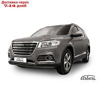 Защита переднего бампера Arbori d57+d42 двойная черная HAVAL H6 2014-