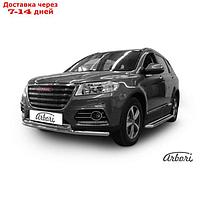 Защита переднего бампера Arbori d57+d42 двойная HAVAL H6 2014-