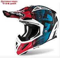 Шлем кроссовый AVIATOR ACE, глянец, синий, красный, XL