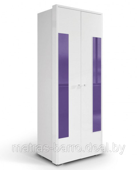 Шкаф платяной Хеппи HAPPY 02V2F (белый + стекло фиолет)