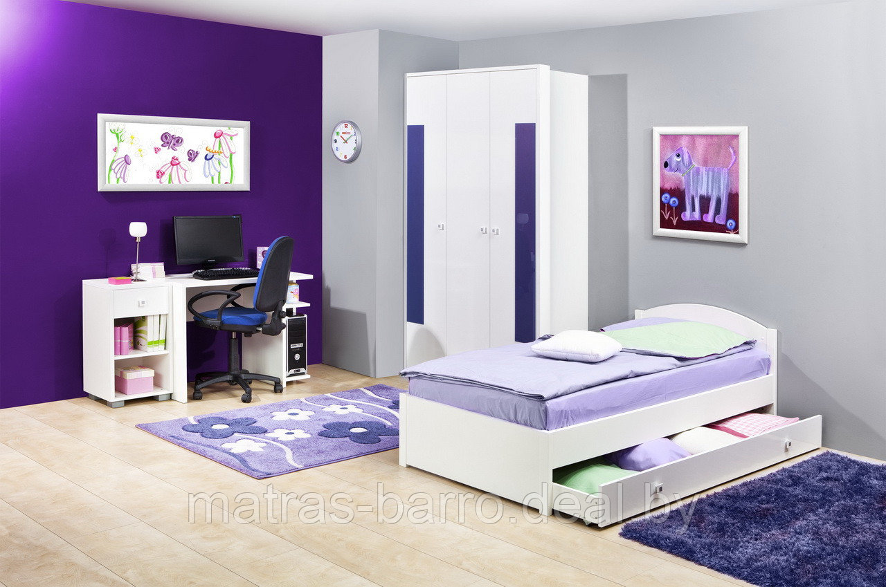 Шкаф платяной Хеппи HAPPY 02V2F (белый + стекло фиолет) - фото 3 - id-p23368823
