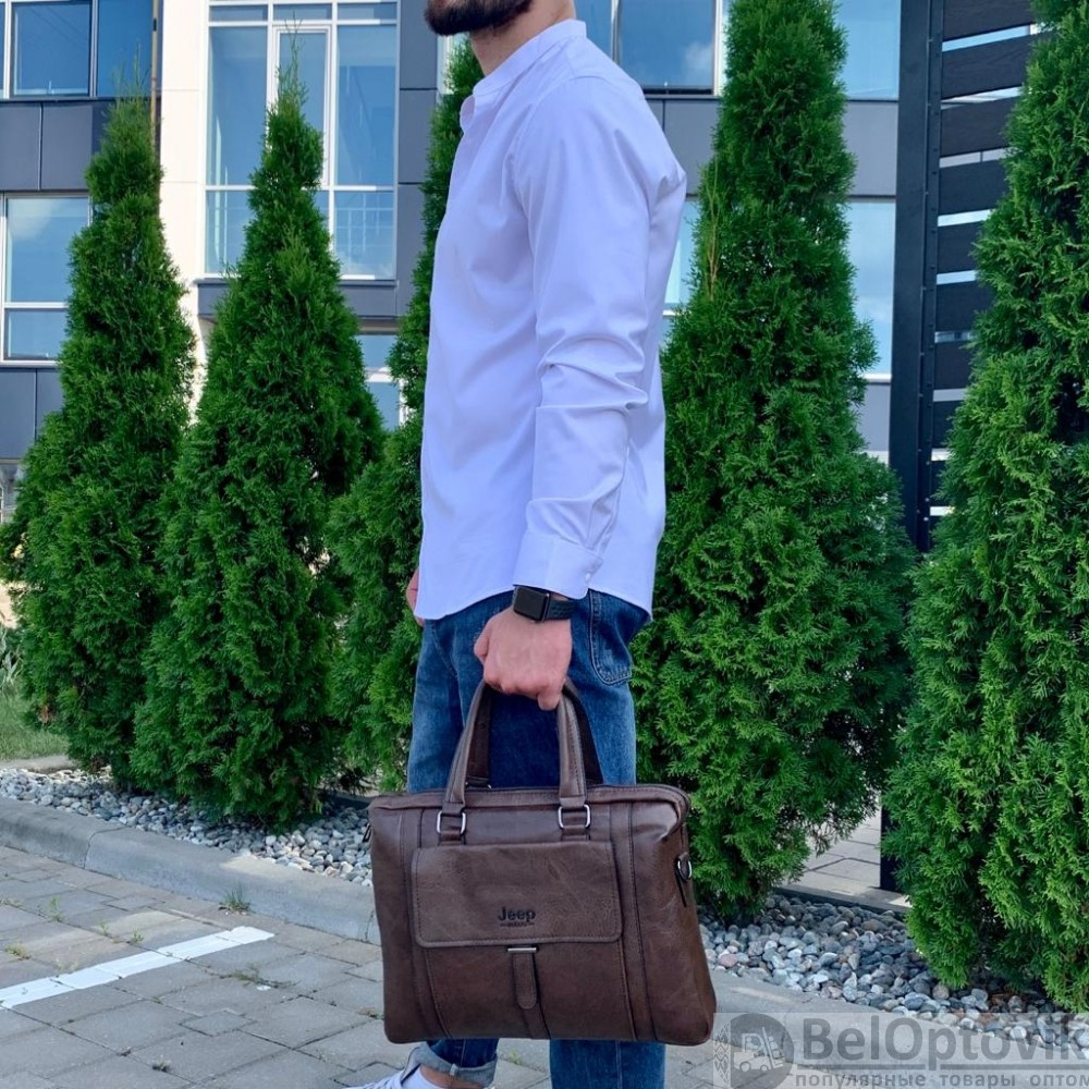 Мужская классическая сумка портфель Jeep Buluo / Отделение для гаджетов до 17 дюймов - фото 10 - id-p186991607