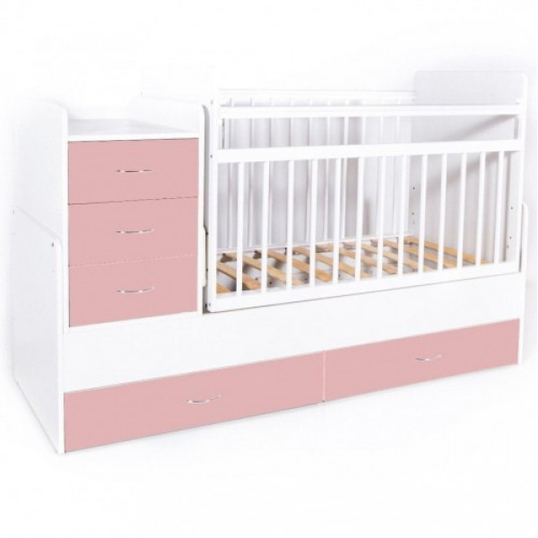 Кровать трансформер Bambini М 01, белый/розовый - фото 1 - id-p186991560