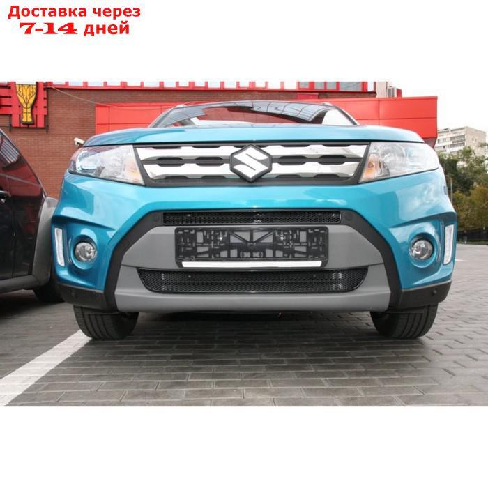 Сетка на бампер внешняя для Suzuki Vitara 2015-2016, 2 шт., черн., 15 мм, без декоративной накладки - фото 2 - id-p184991541