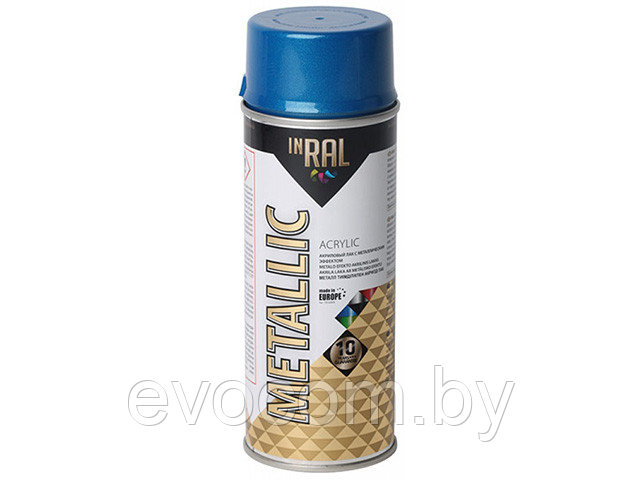 Лак на акриловой основе синий INRAL METALLIC SPRAY 400мл (Цвет синий.)