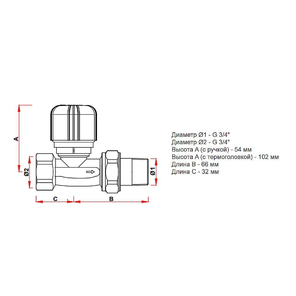 Вентиль термостатический прямой 3/4" ВР для радиатора FAR - фото 2 - id-p186992881