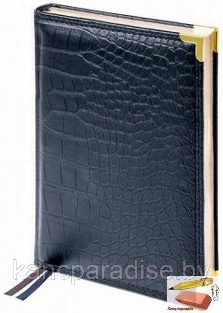 Ежедневник недатированный Delucci A5, кожзам, 160 листов, фактурная кожа (крокодил), черный, золотой срез