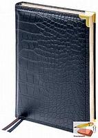 Ежедневник недатированный Delucci A5, кожзам, 160 листов, фактурная кожа (крокодил), черный, золотой срез