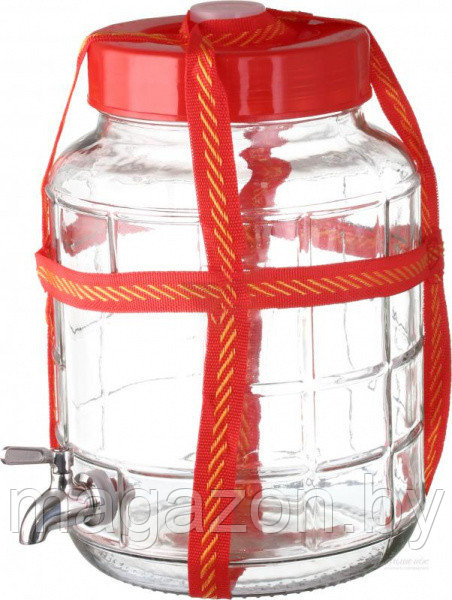 Бутыль (банка) стеклянная 15л с гидрозатвором и краником - фото 1 - id-p187019838